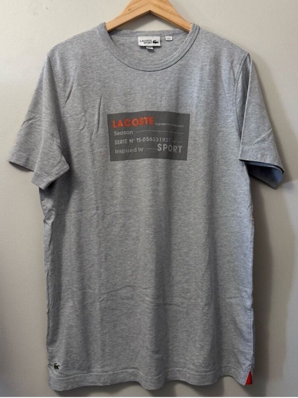 Lacoste Gray Short Sleeve Tee with Graphic Design XL